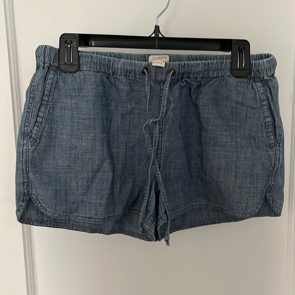 Chambray drawstring shorts